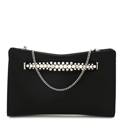 Jimmy Choo Satin Crystal Pearl Venus Clutch Black 1 of 9