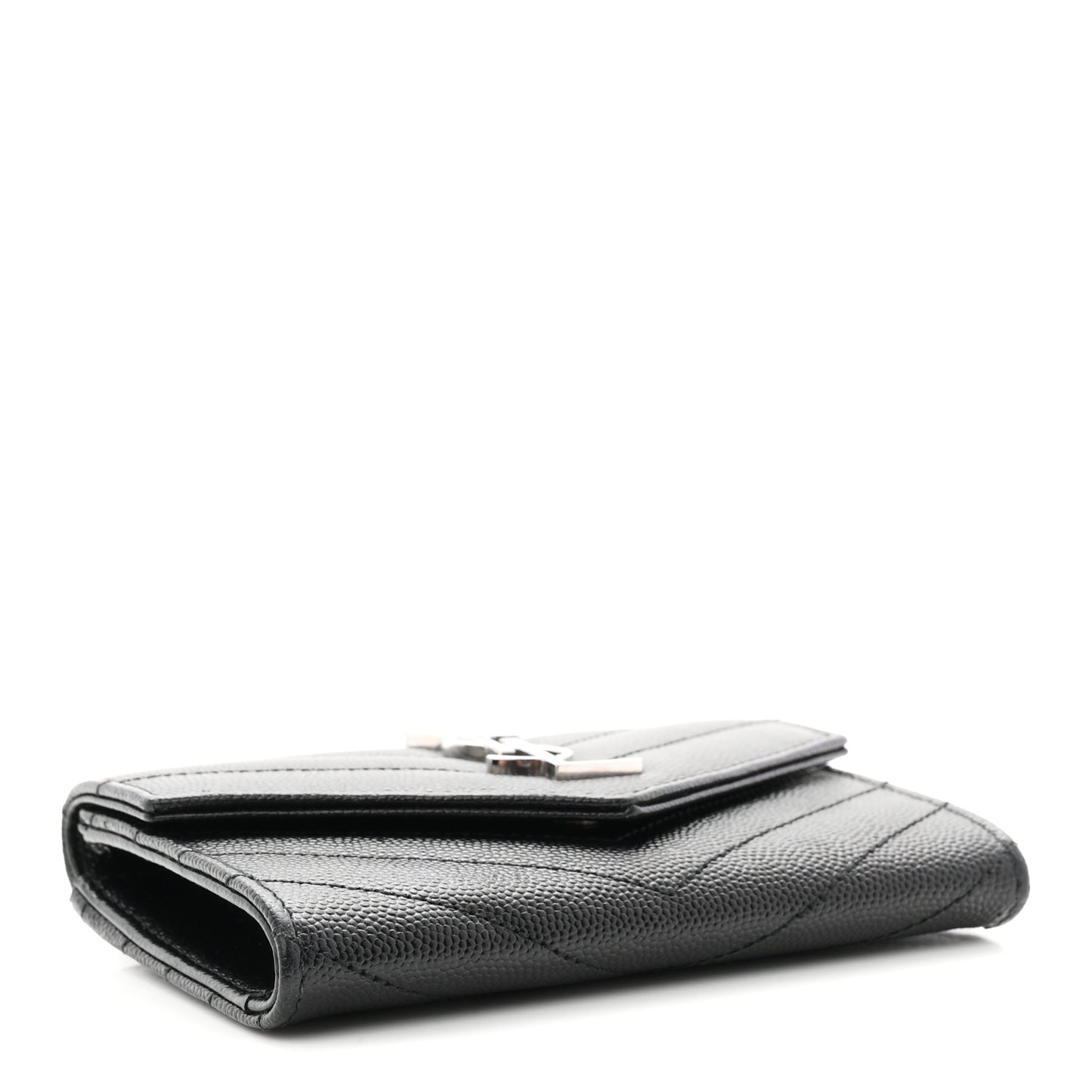 Grain De Poudre Matelasse Chevron Small Monogram Envelope Wallet Black