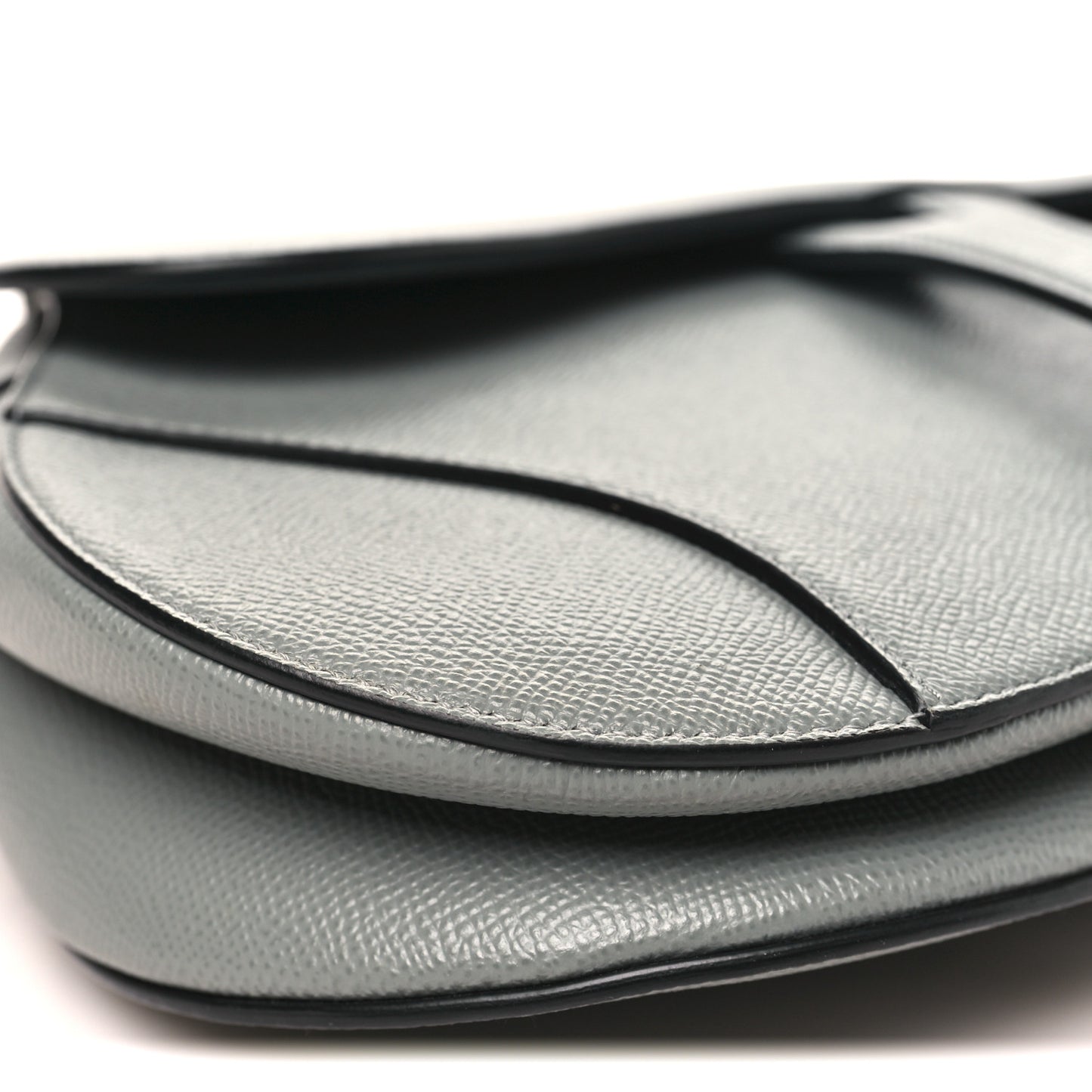 Grained Calfskin Saddle Bag Grey Stone