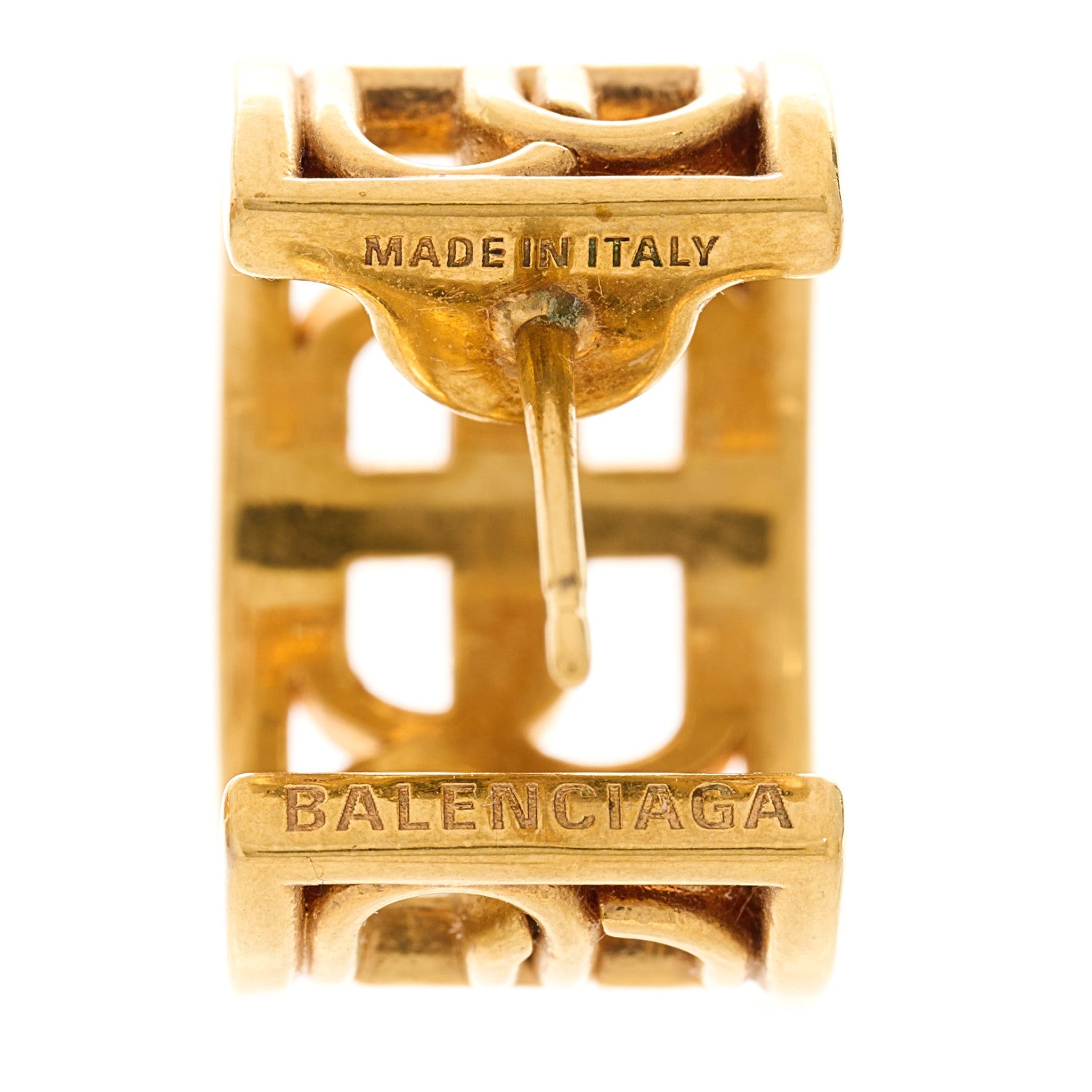 Balenciaga Metal BB Logo Hoop Earrings Gold 5 of 5