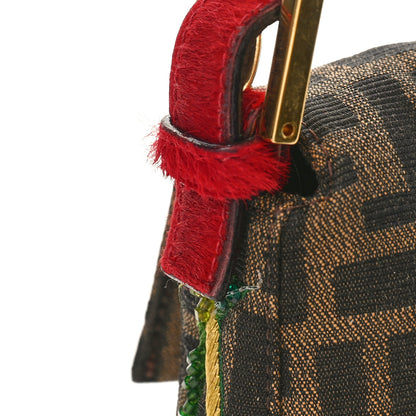 Fendi Zucca Pony Hair Embroidered Baguette Tobacco 10 of 10