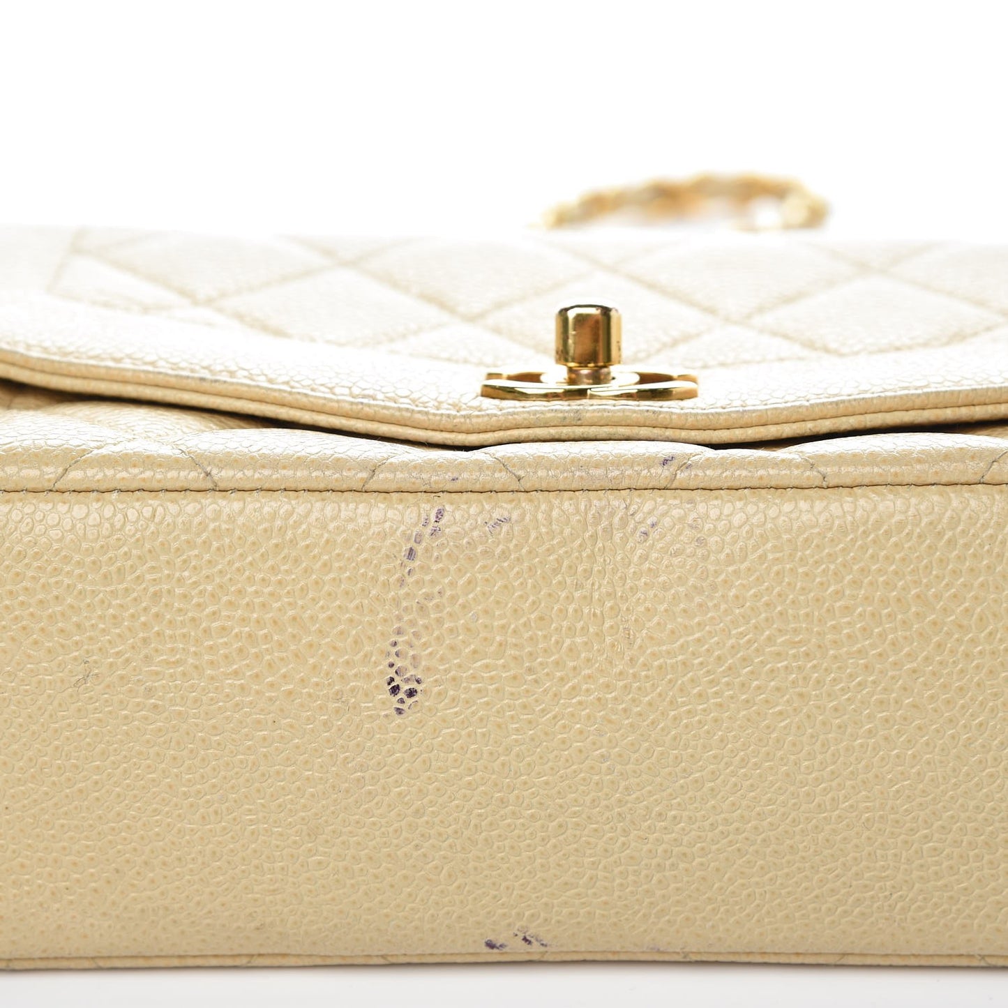 Caviar Quilted Small Single Flap Beige