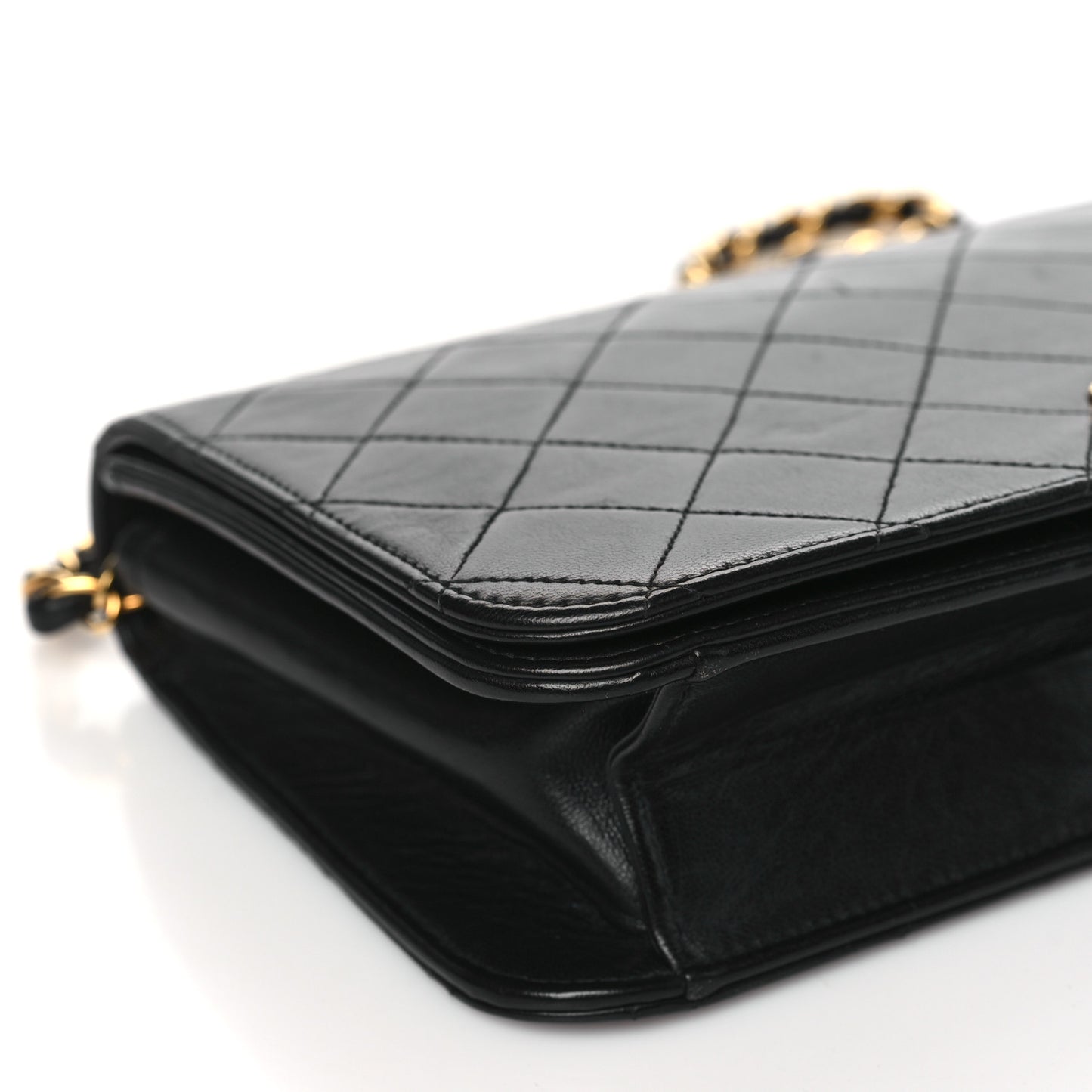 Lambskin Quilted Small Single Flap Black