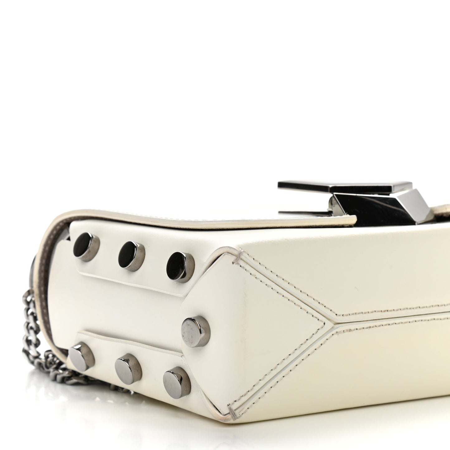 Smooth Calfskin Lockett Petite Shoulder Bag White