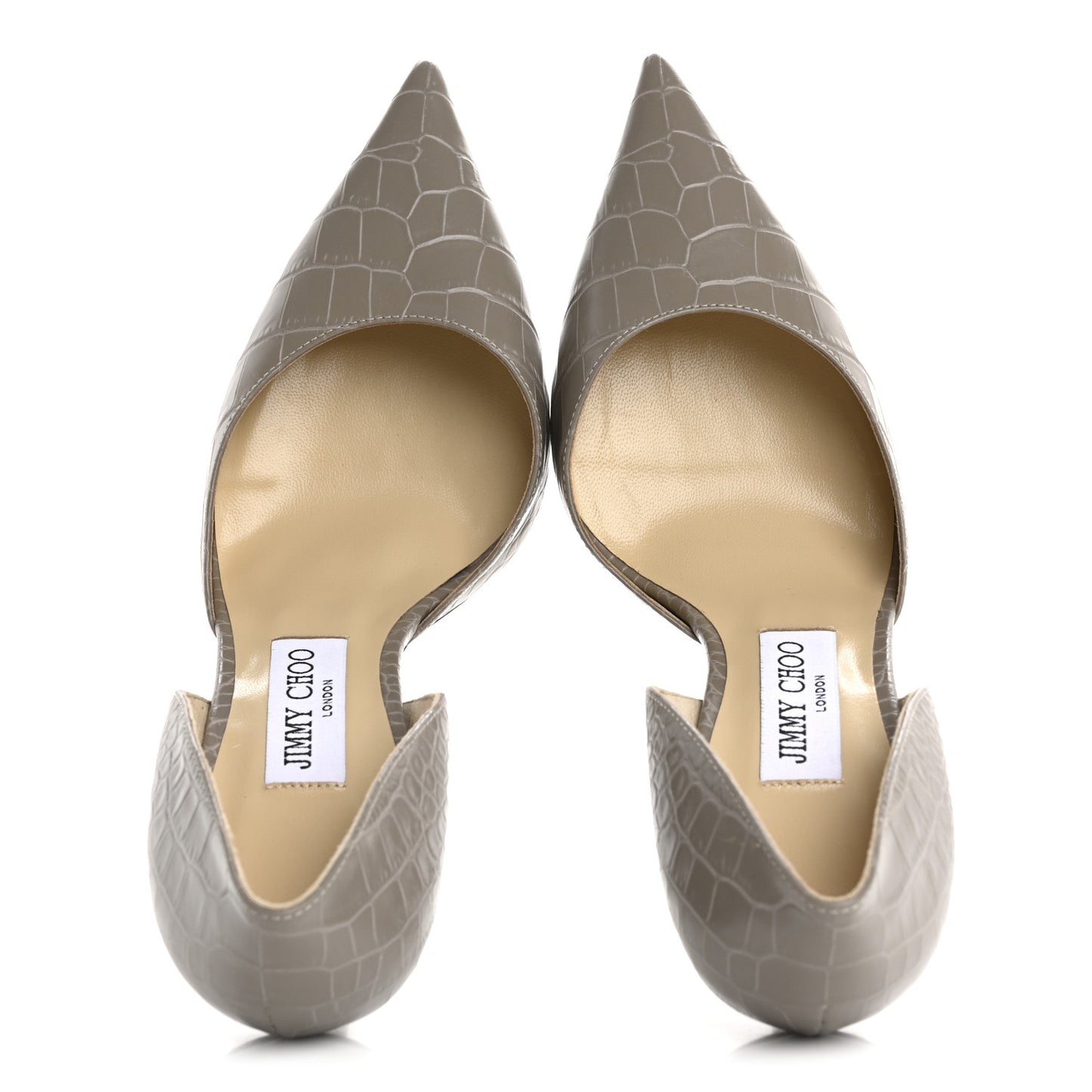 Crocodile Embossed Calfskin Addison d'Orsay Pump 38 Sand