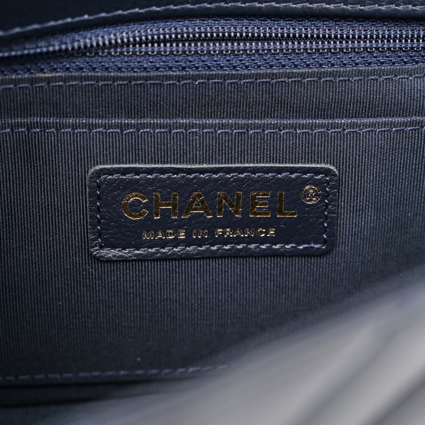Calfskin Chevron Quilted Mini Statement Flap Navy Blue