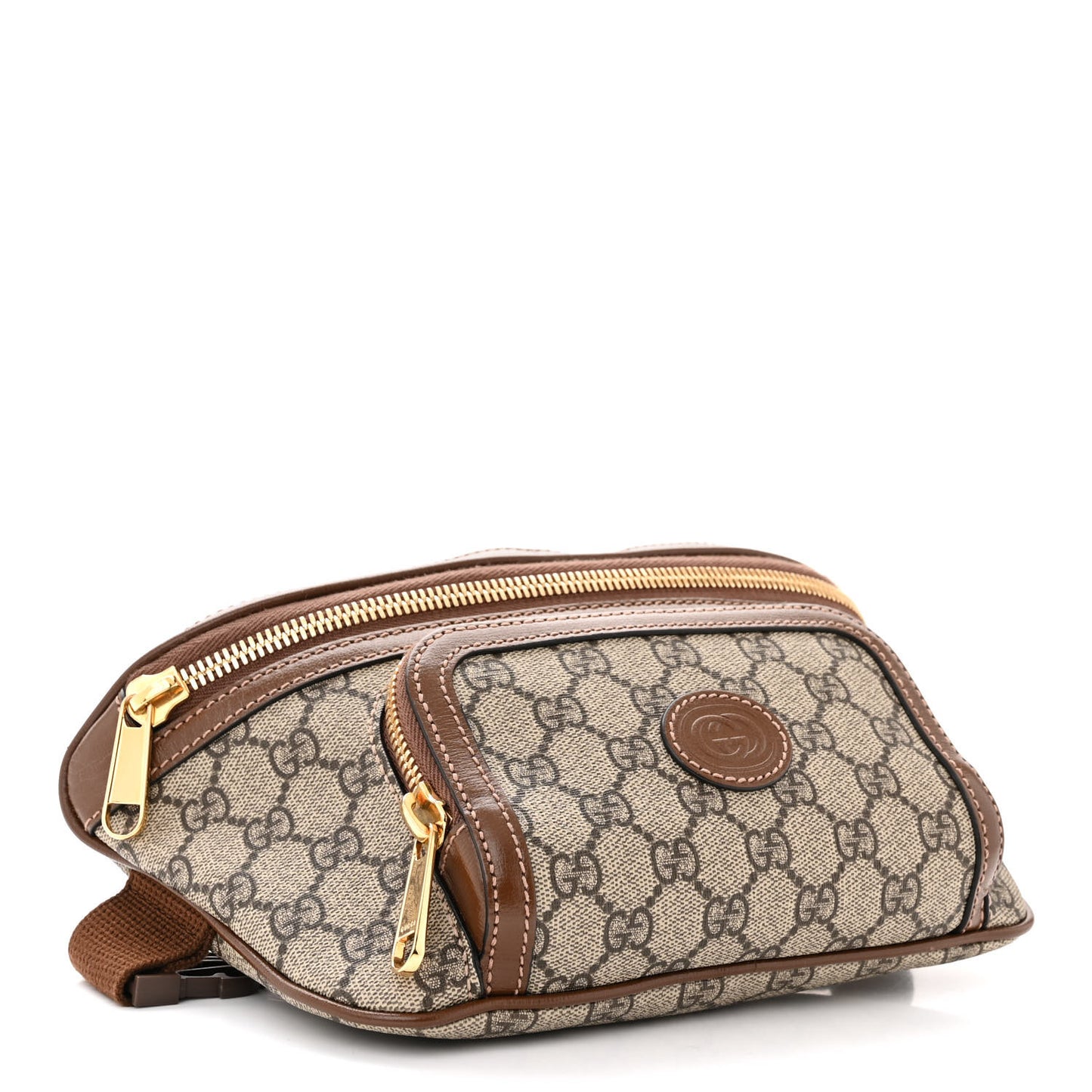 GG Supreme Monogram Textured Calfskin Retro Interlocking G Belt Bag Beige Ebony Brown Sugar
