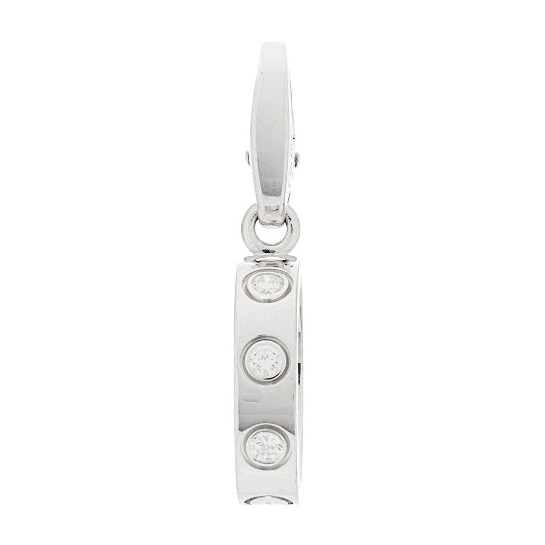 18K White Gold Diamond LOVE Ring Charm