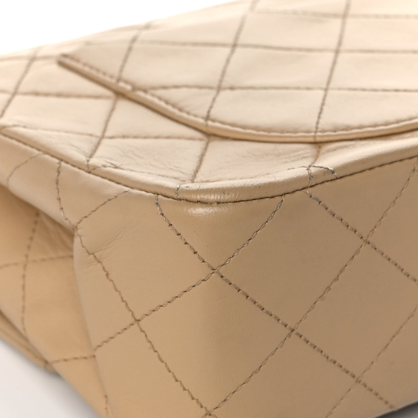 Lambskin Quilted Small Double Flap Beige