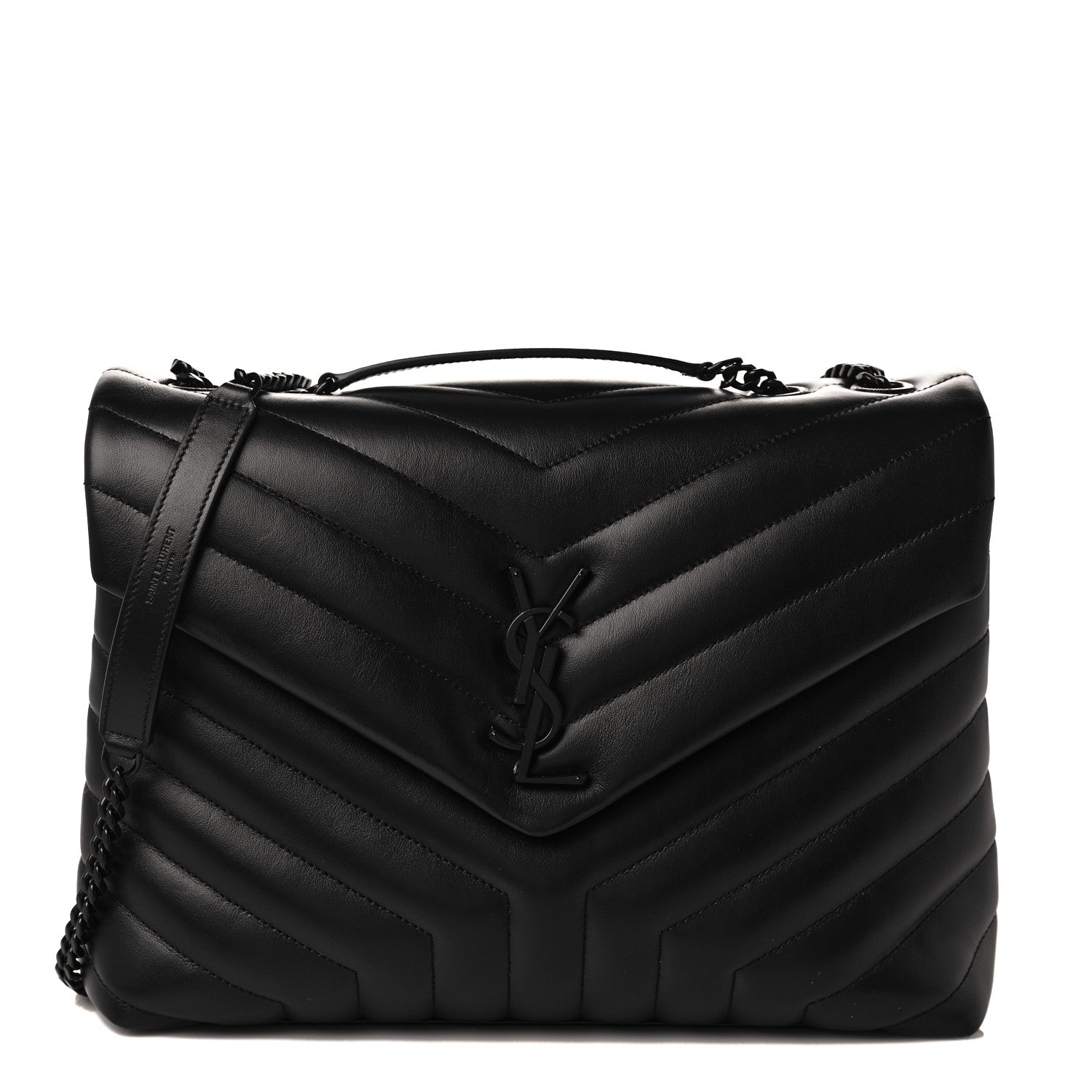 Saint Laurent Calfskin Y Quilted Monogram Medium Loulou Chain Satchel Black 1 of 7