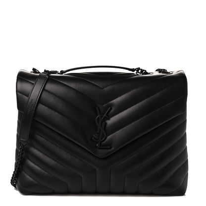 Saint Laurent Calfskin Y Quilted Monogram Medium Loulou Chain Satchel Black 1 of 7