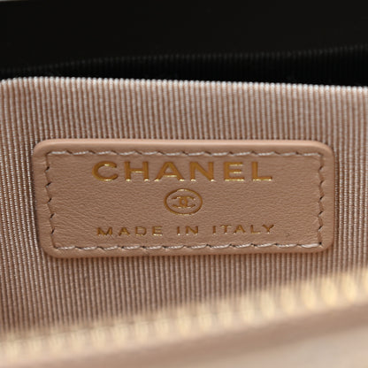 Chanel Shiny Goatskin Quilted Chanel 19 Small Pouch With Handle Beige 6 of 7