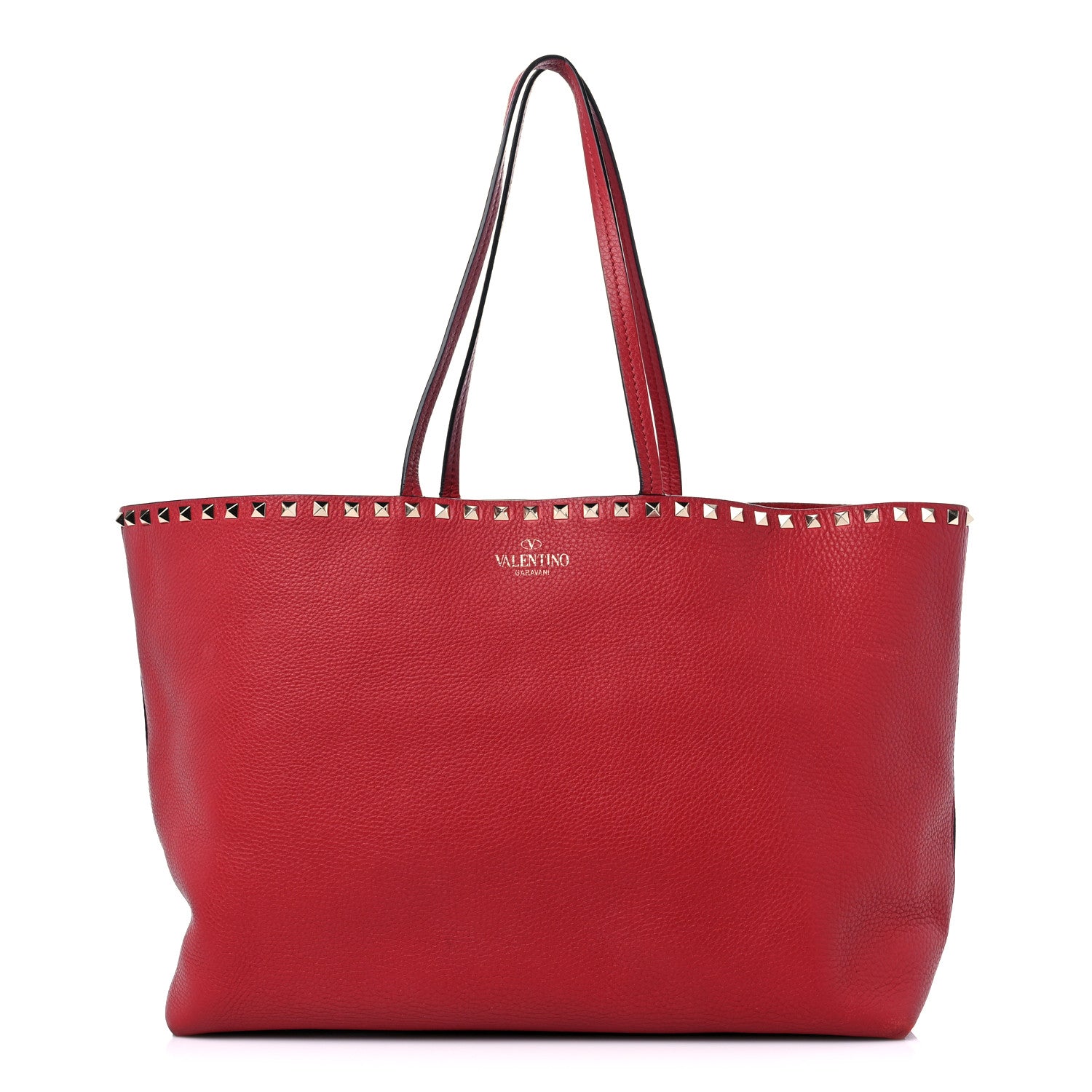 Valentino Garavani Grained Calfskin Rockstud Shoulder Tote Rosso Valentino 1 of 14