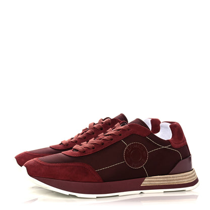Hermes Technical Canvas Calfskin Womens Drive Sneakers 37.5 Bordeaux 3 of 9