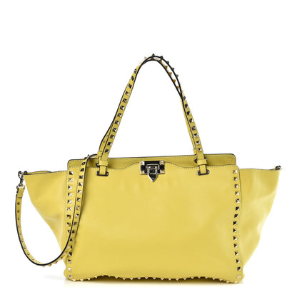 Valentino Garavani Vitello Medium Rockstud Tote Yellow 1 of 9