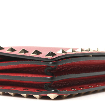 Valentino Garavani Pebbled Calfskin Rockstud Wallet on Chain Rouge Pur 9 of 10