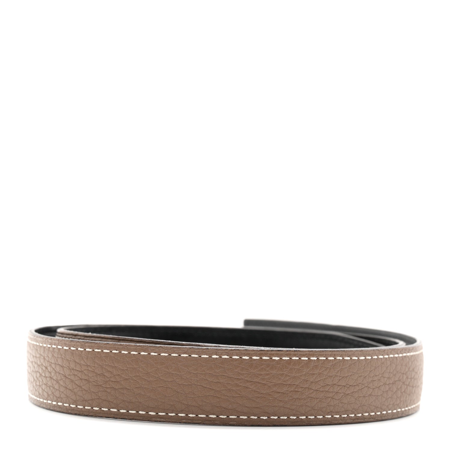 Hermes Box Togo 24mm Belt Strap 80 32 Black Etoupe 2 of 5