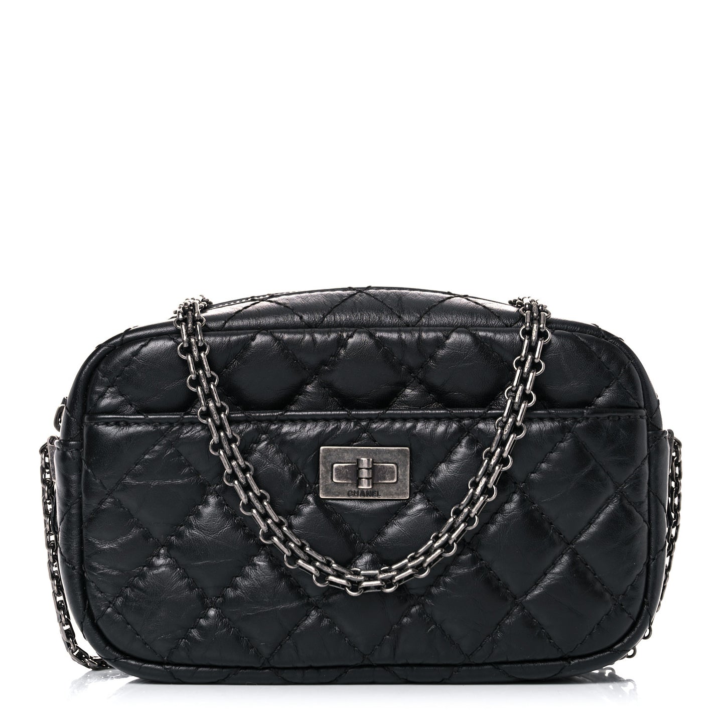 Aged Calfskin Quilted Mini Reissue Camera Case Black