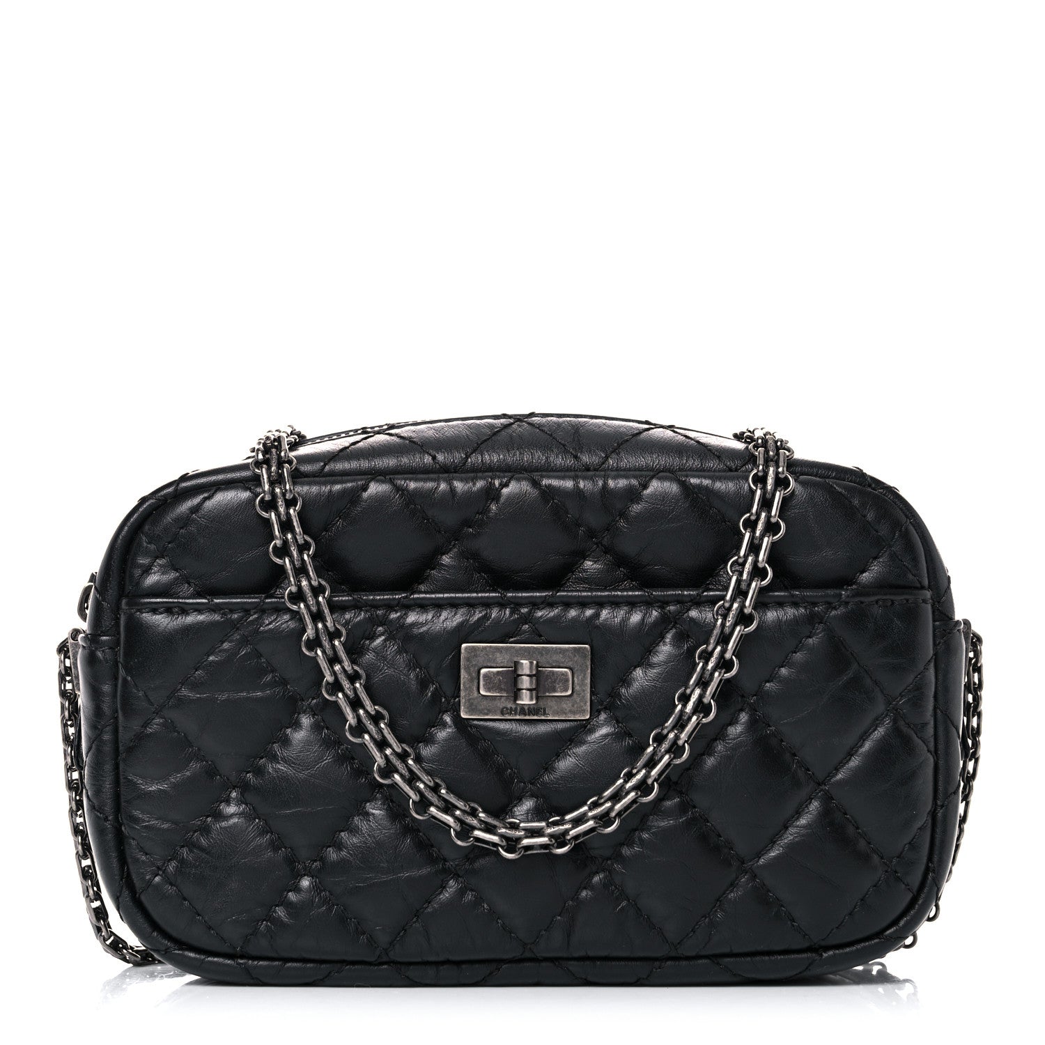 Chanel Aged Calfskin Quilted Mini Reissue Camera Case Black 1 of 12