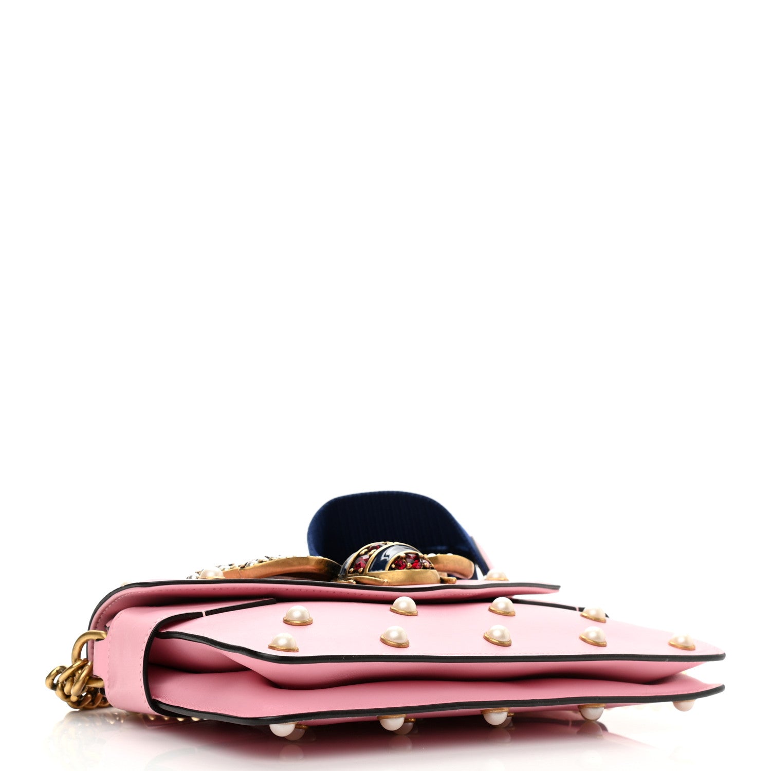 Gucci Nappa Pearl Studded Mini Queen Margaret Broadway Shoulder Bag Sugar Pink 4 of 12
