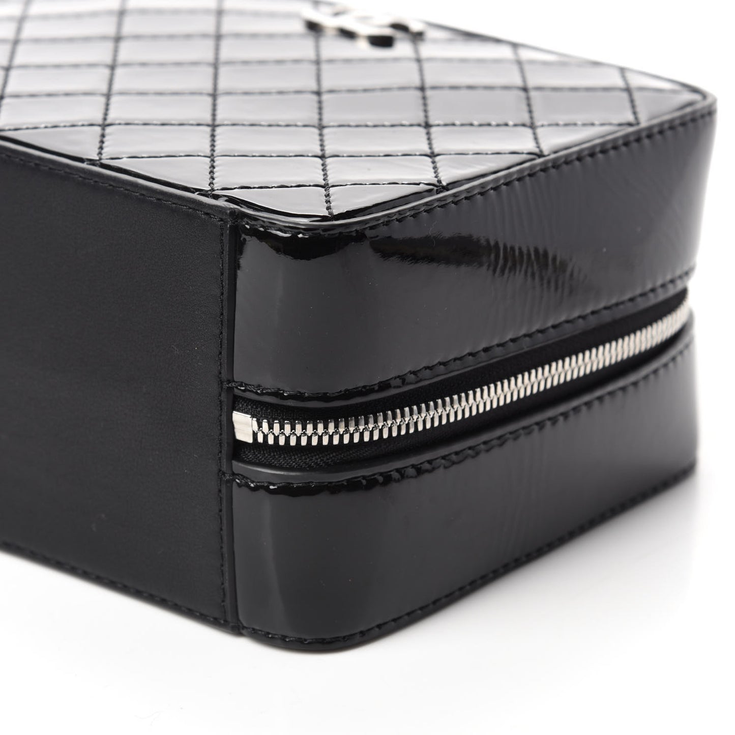 Patent Quilted Travel Kit Vanity Case Black