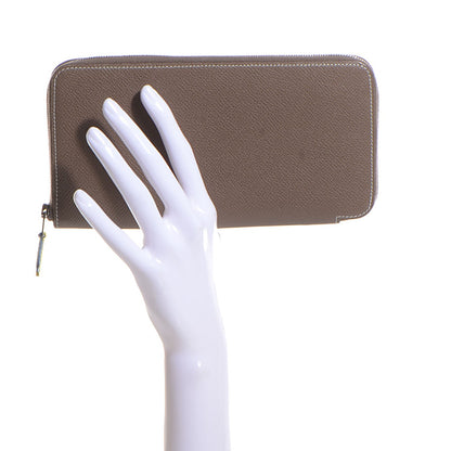 Hermes Epsom Silk'in Wallet Etoupe Bleu Electrique 2 of 12