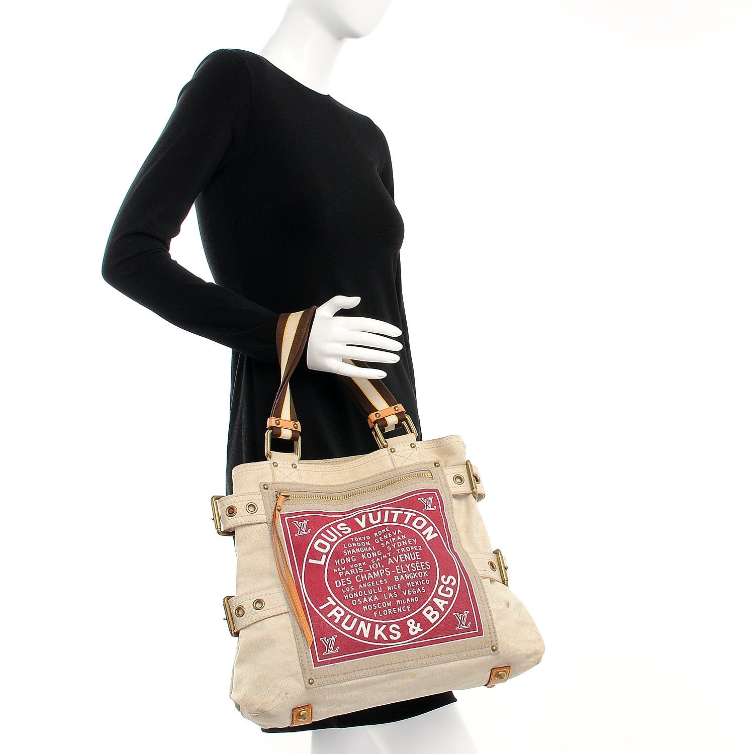 Louis Vuitton Toile Globe Shopper Cabas MM Red 2 of 16
