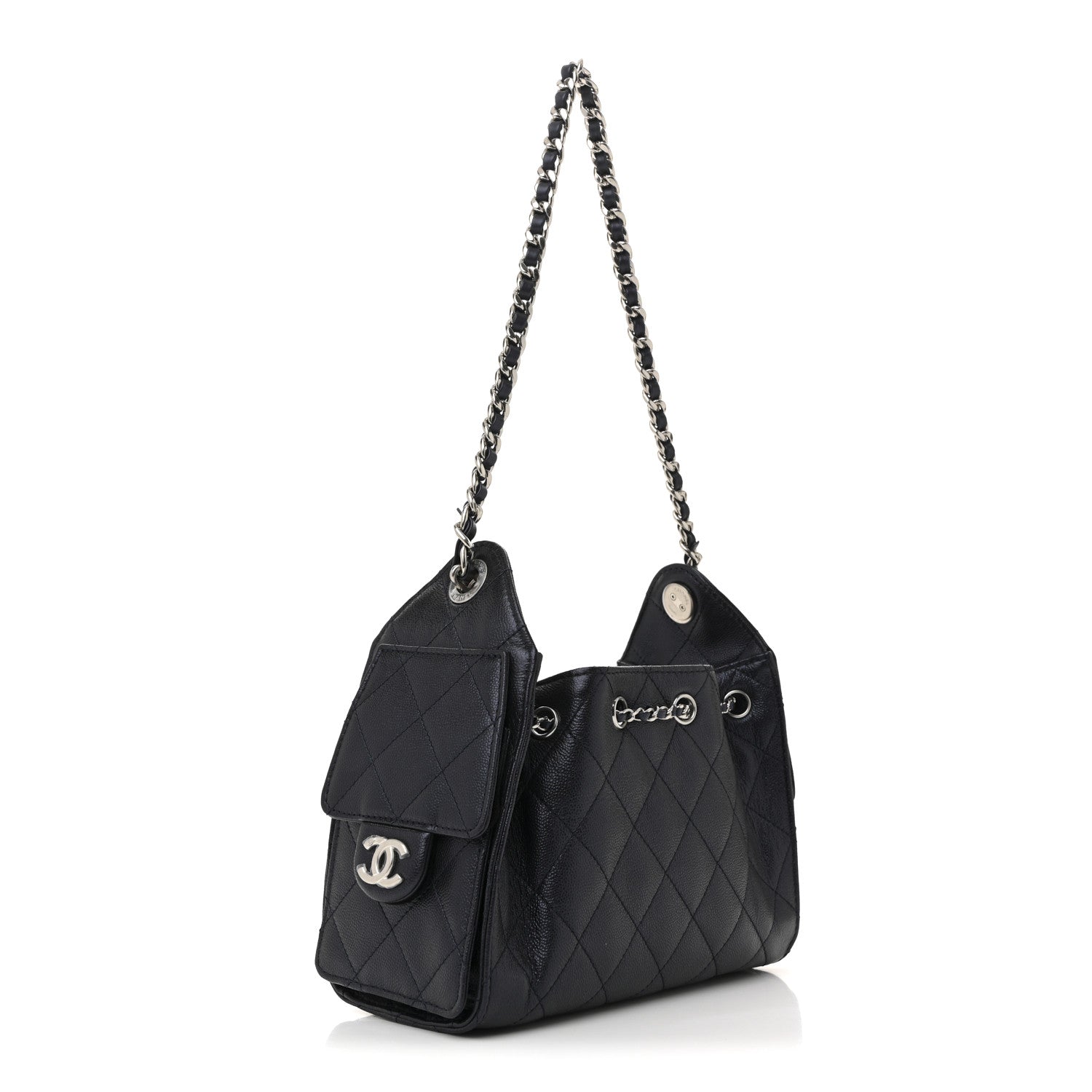 Chanel Metallic Caviar Quilted Mini Chanel 25 Handbag Dark Blue 3 of 11