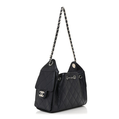 Chanel Metallic Caviar Quilted Mini Chanel 25 Handbag Dark Blue 3 of 11