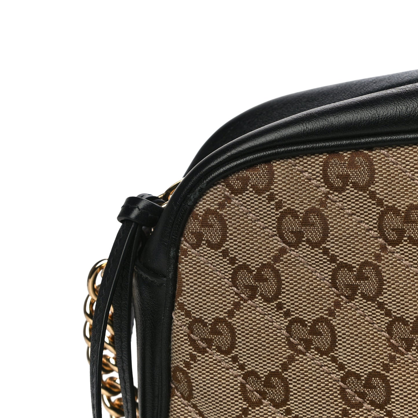 Monogram Matelasse Diagonal Small GG Marmont Chain Shoulder Bag Beige Black