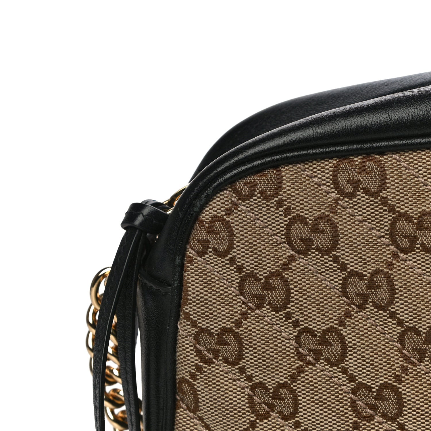 Gucci Monogram Matelasse Diagonal Small GG Marmont Chain Shoulder Bag Beige Black 14 of 16