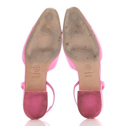 Chanel Denim Cap Toe CC Slingback Flat 38.5 Neon Pink 7 of 14