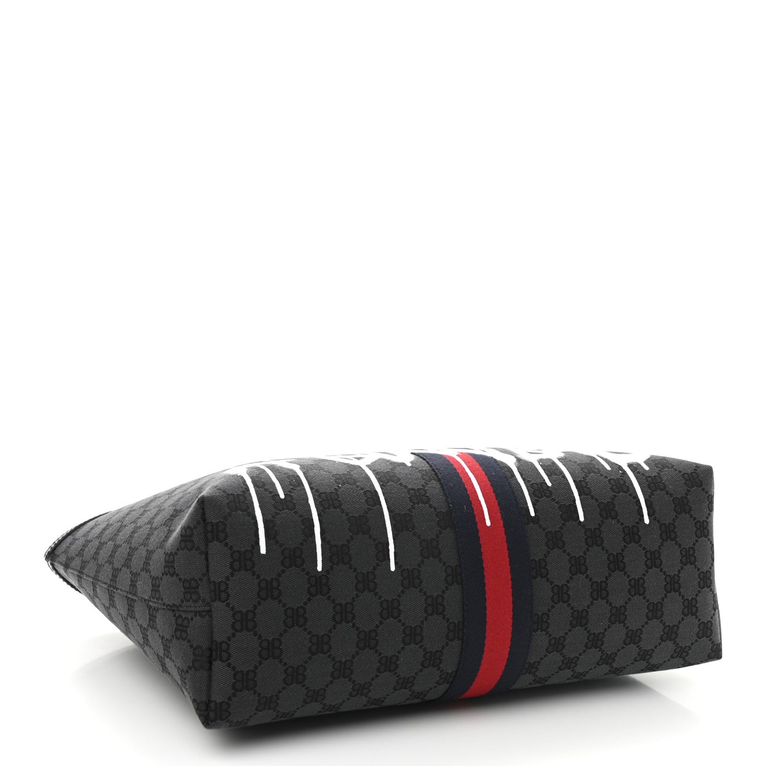 Gucci X BALENCIAGA BB Monogram Web Graffiti Medium Ophidia Shopping Tote Black 4 of 9