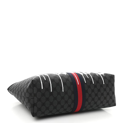 Gucci X BALENCIAGA BB Monogram Web Graffiti Medium Ophidia Shopping Tote Black 4 of 9