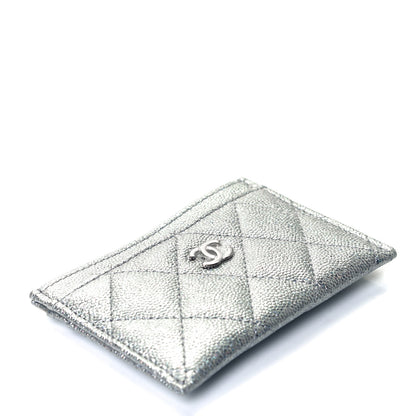 Chanel Glittered Metallic Caviar Quilted Card Holder Silver 4 of 8