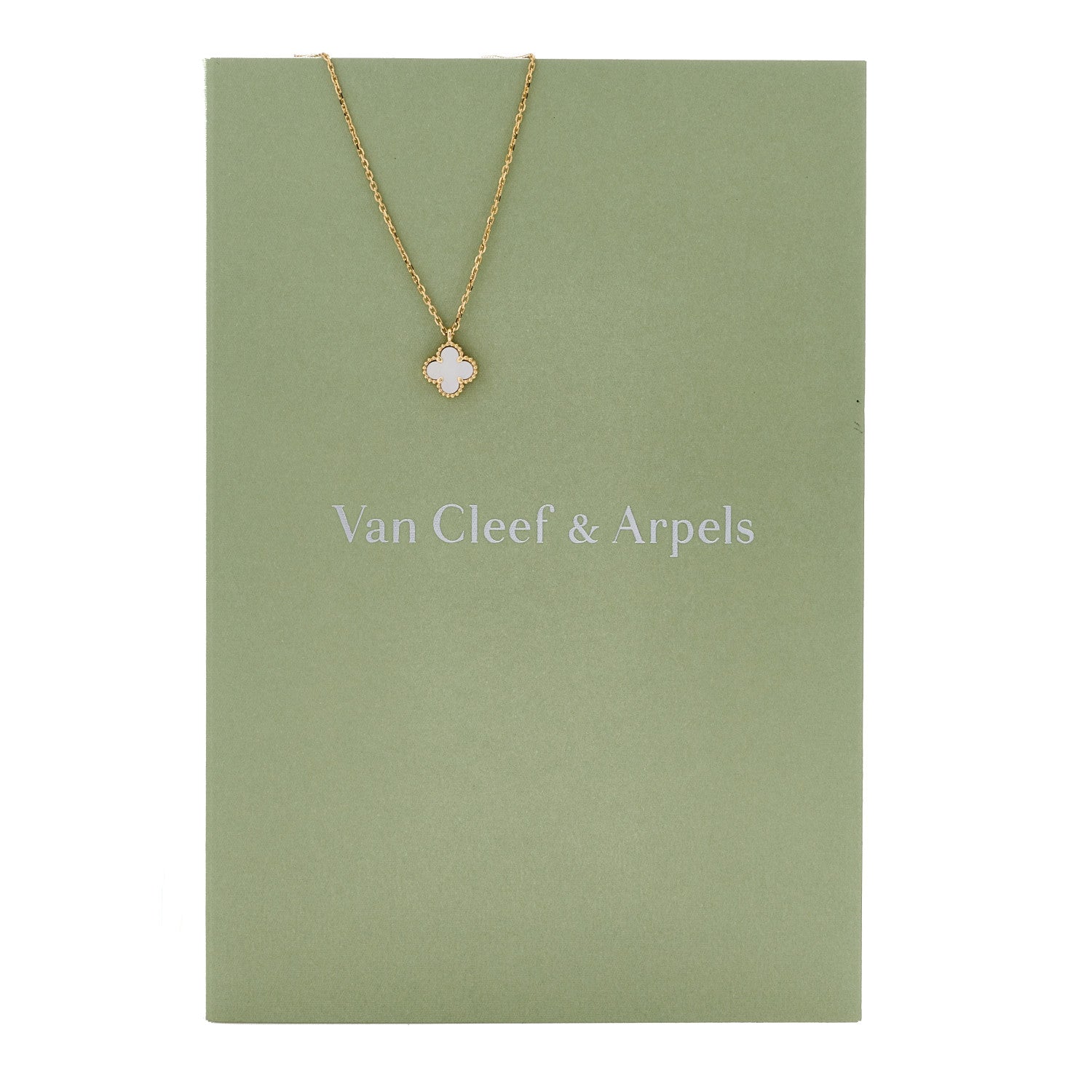 Van Cleef & Arpels 18K Yellow Gold Mother of Pearl Sweet Alhambra Pendant Necklace 5 of 5