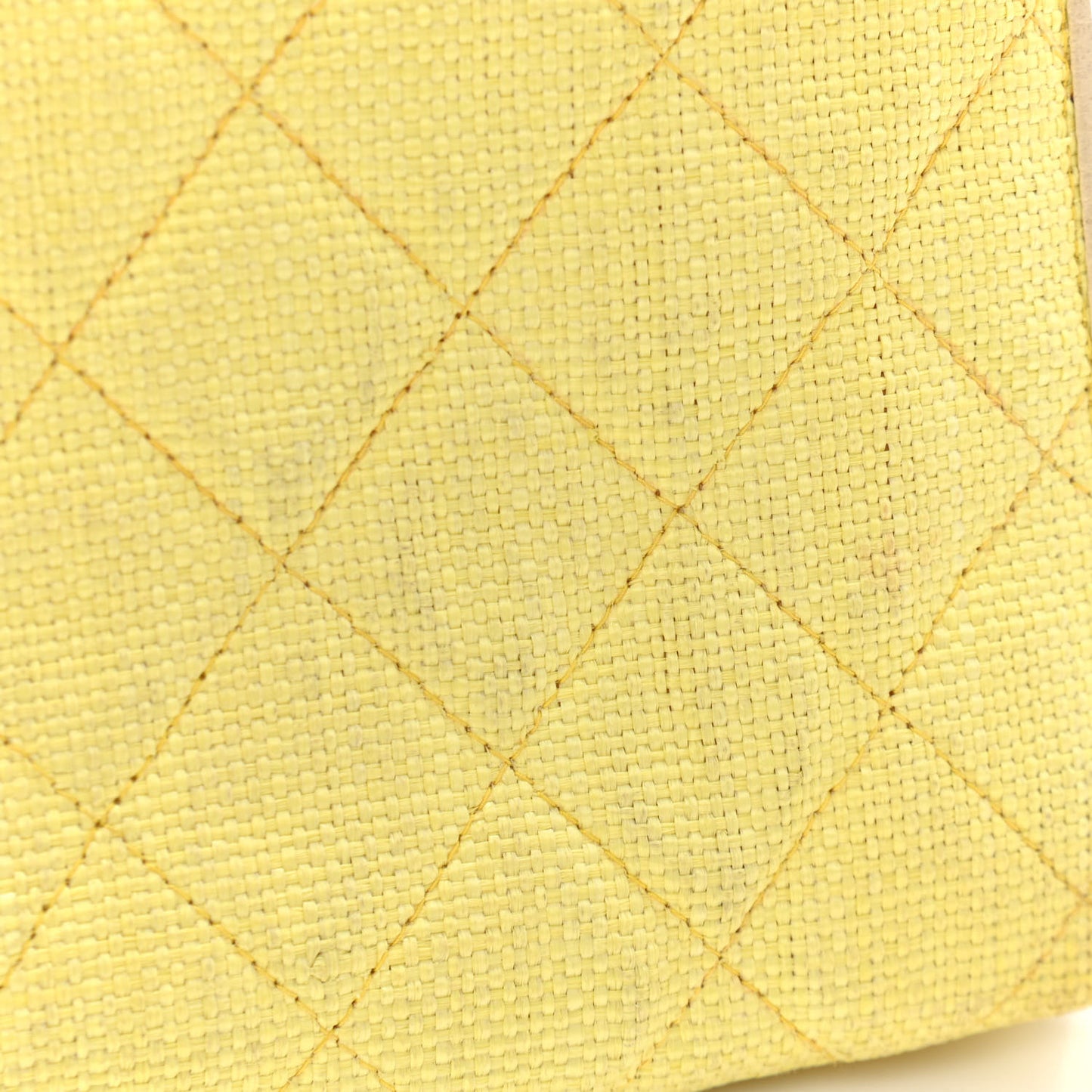 Straw Woven Quilted Flap Yellow