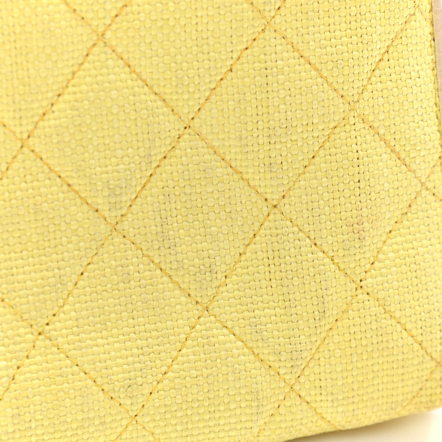 Chanel Straw Woven Quilted Flap Yellow 21 of 21