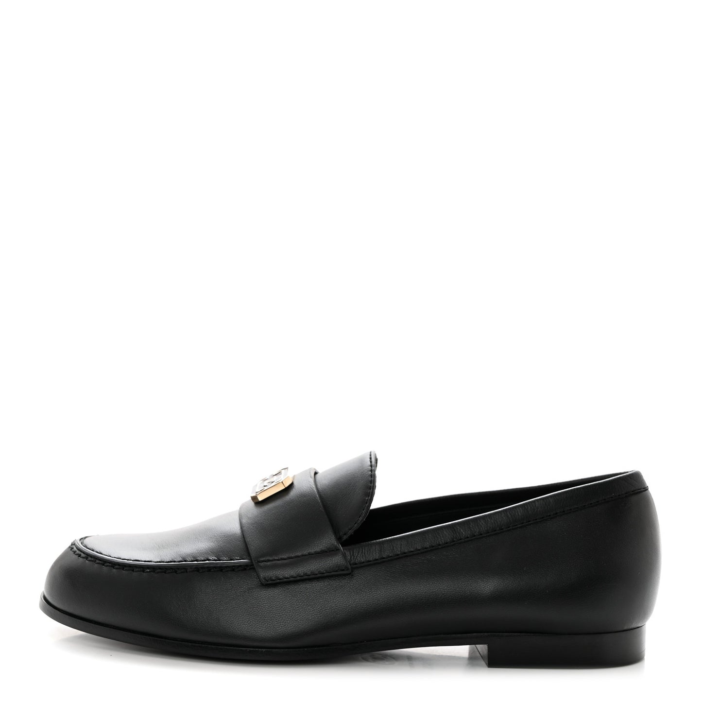 Lambskin Enamel CC Moccasin Loafers 37.5 Black