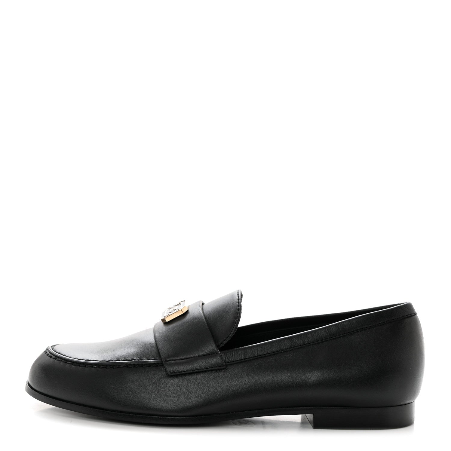 Chanel Lambskin Enamel CC Moccasin Loafers 37.5 Black 1 of 9