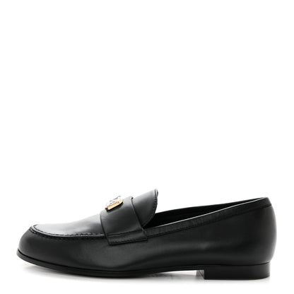 Chanel Lambskin Enamel CC Moccasin Loafers 37.5 Black 1 of 9