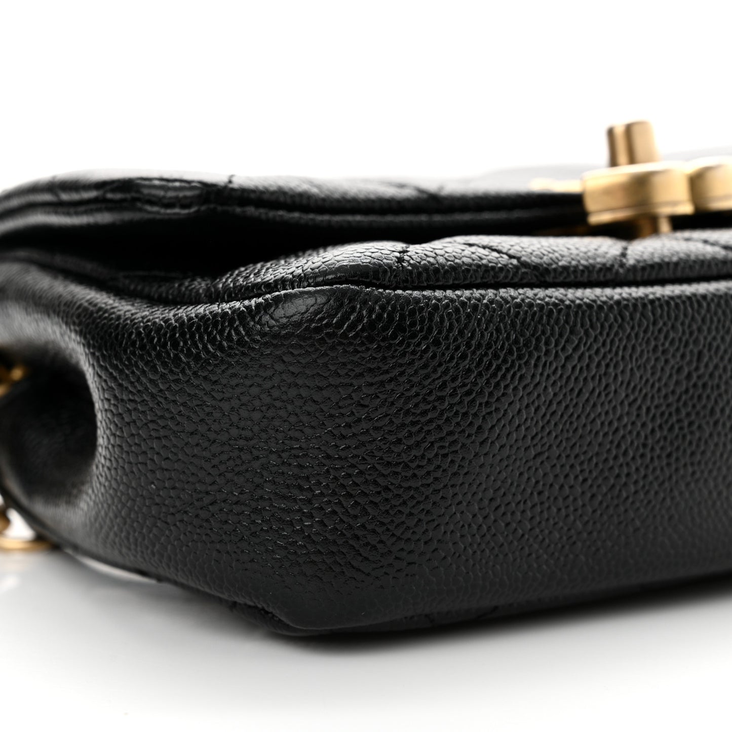 Shiny Caviar Quilted Chain Melody Waist Belt Bag Black