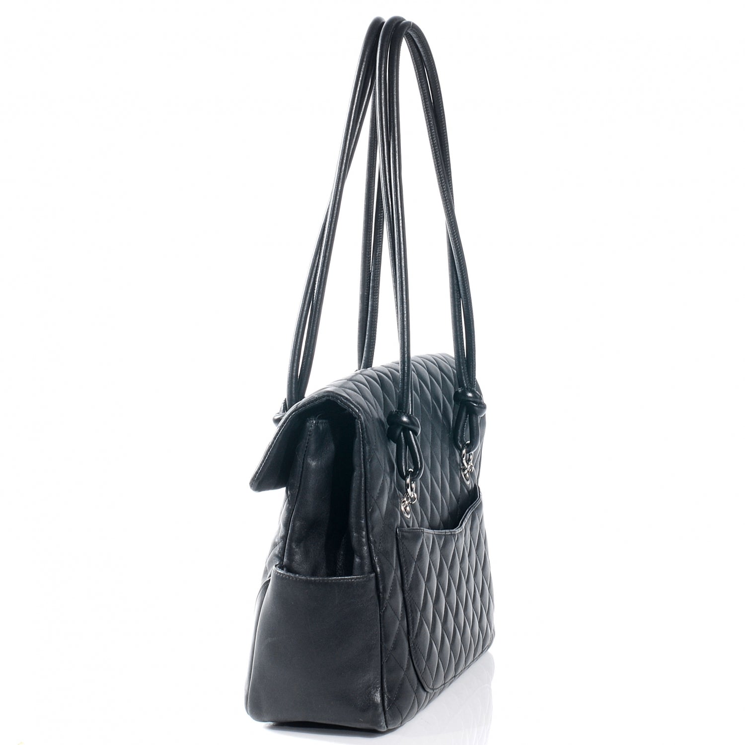 Chanel Calfskin Quilted Large Cambon Flap Black White 6 of 13