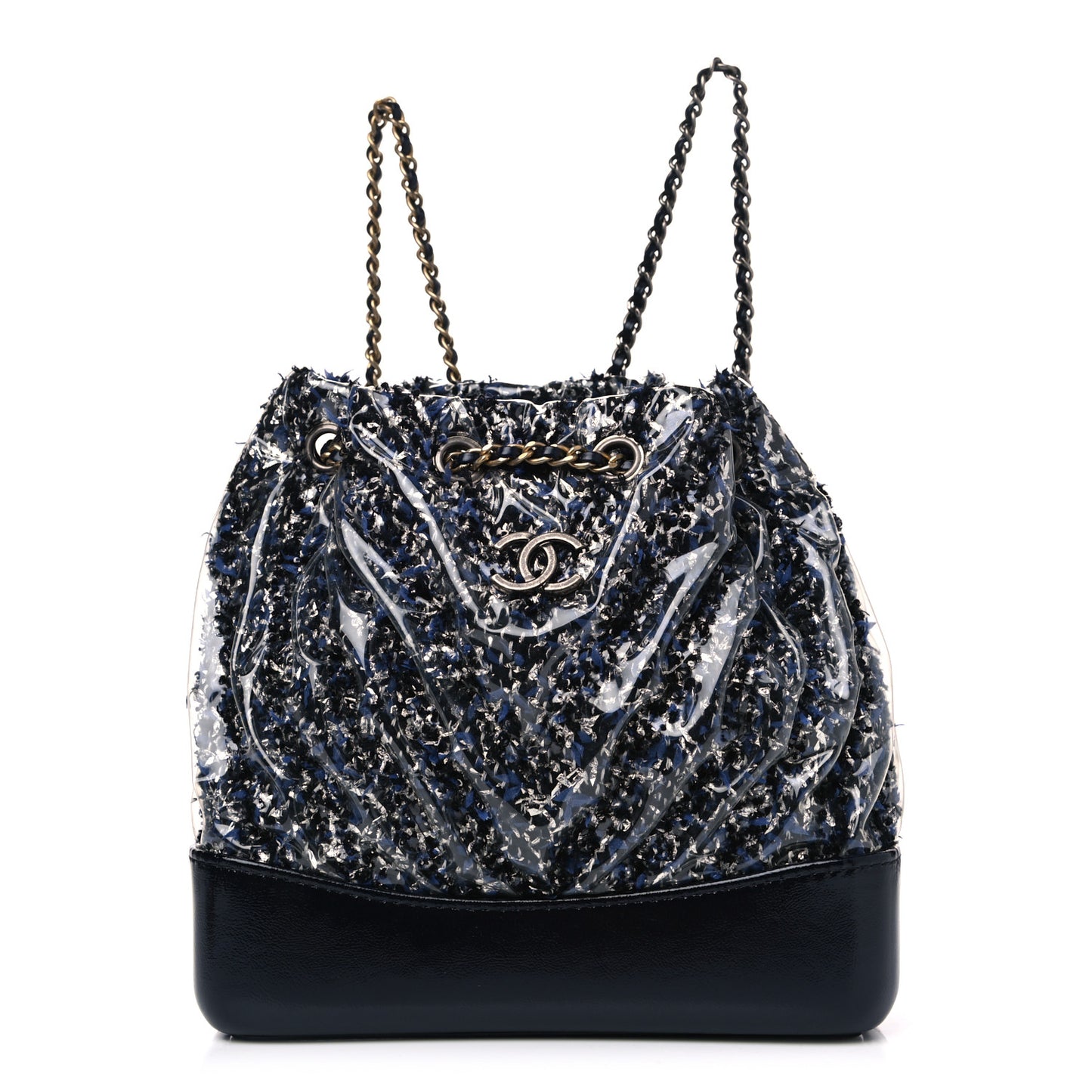 Tweed PVC Quilted Gabrielle Backpack Navy Black