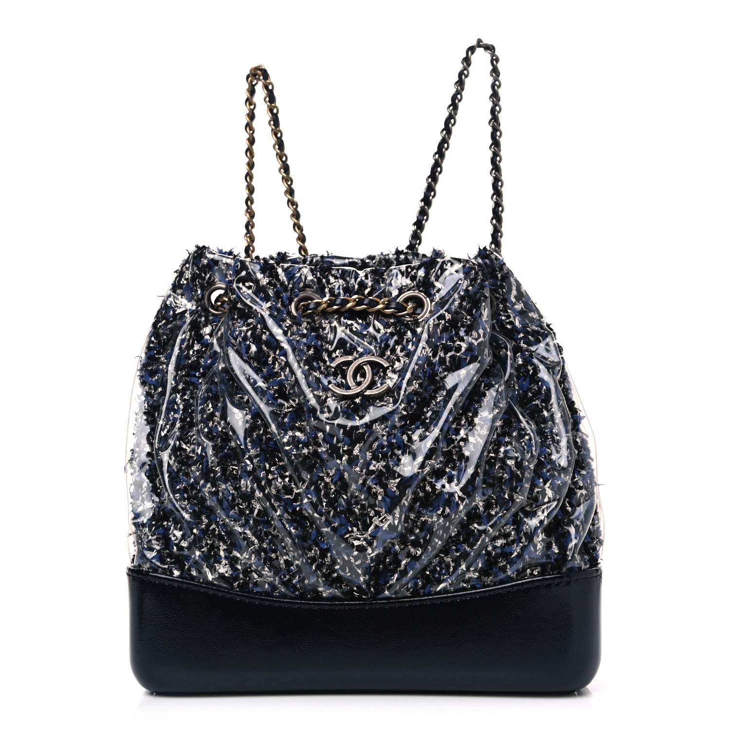Chanel Tweed PVC Quilted Gabrielle Backpack Navy Black 1 of 4