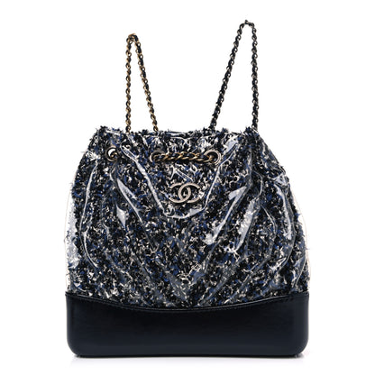Chanel Tweed PVC Quilted Gabrielle Backpack Navy Black 1 of 4