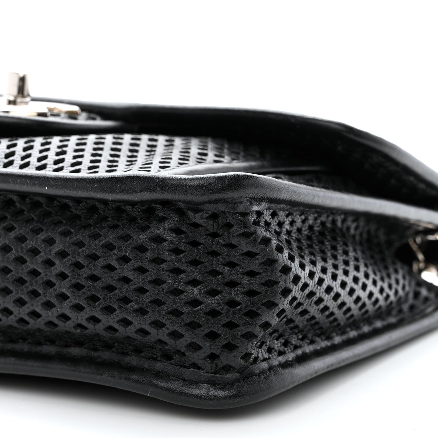 Metallic Perforated Calfskin Small Up In The Air Flap Black Black