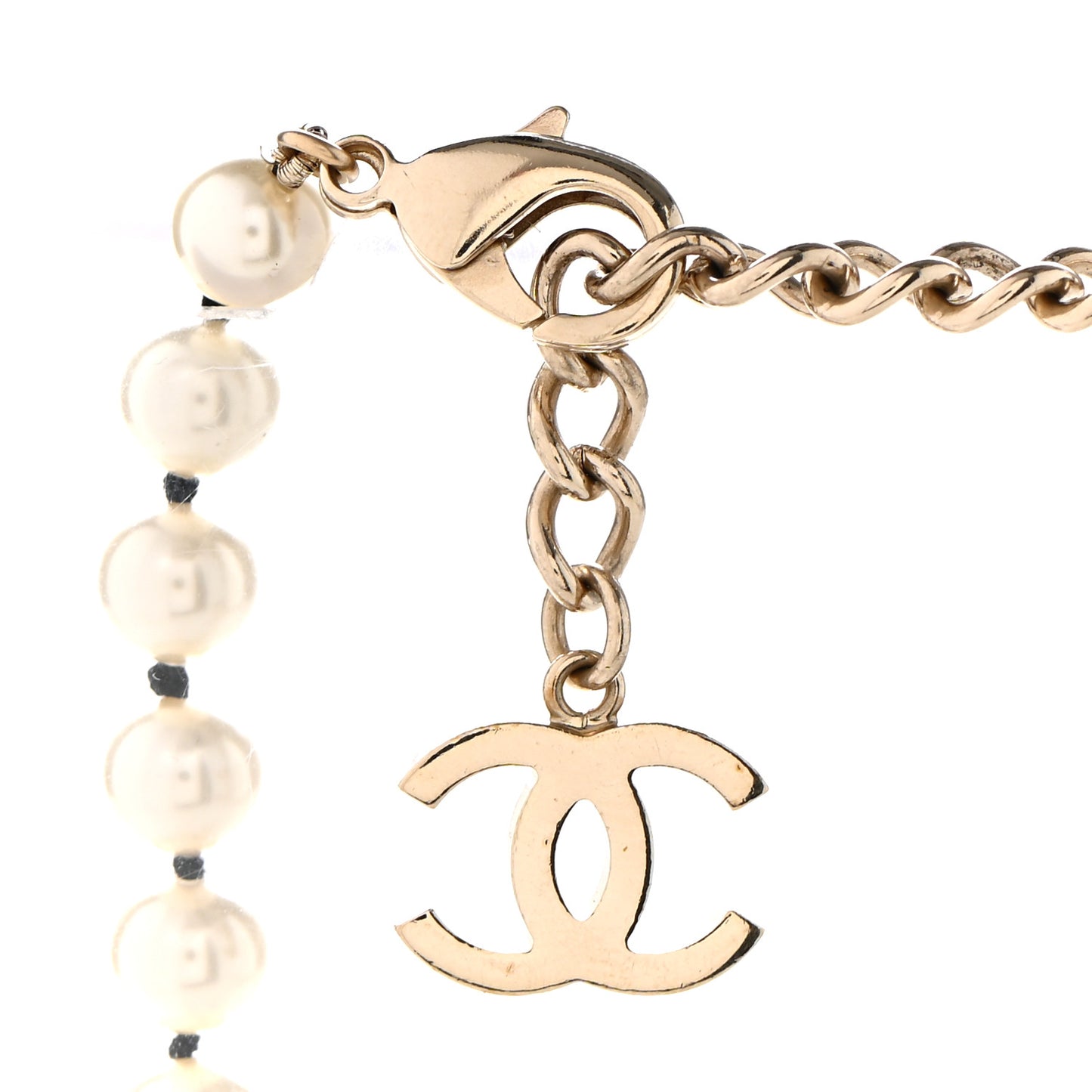 Pearl Lambskin CC Vintage Allure Necklace Gold