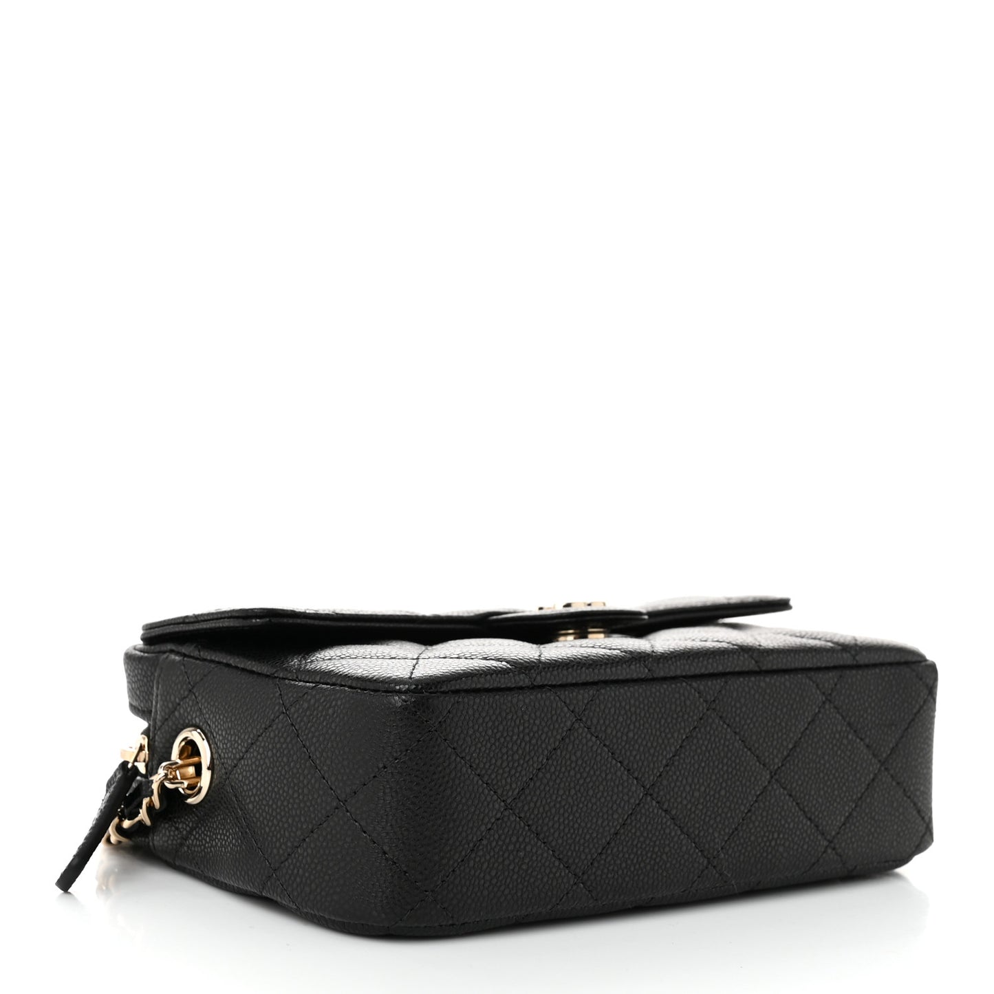 Caviar Quilted Mini Zip Clutch With Chain Black