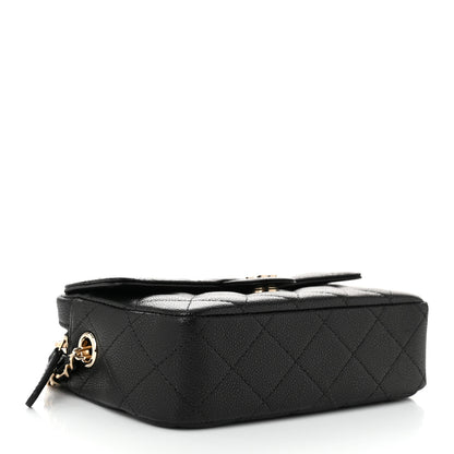 Chanel Caviar Quilted Mini Zip Clutch With Chain Black 4 of 11